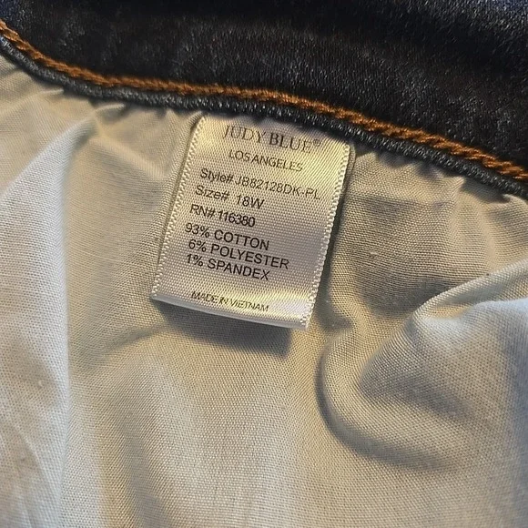 Judy Blue Jeans Womens Size 18W Blue Denim Slim Fit Pull On High Rise Stretch - Picture 9 of 9